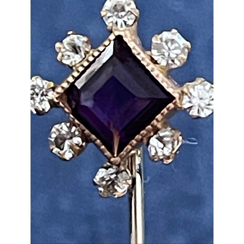 Vintage Victorian Amethyst and Faux Diamond Hat Pin